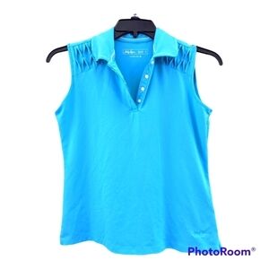 LADY Hagan teal collared sleeveless golf shirt, size small